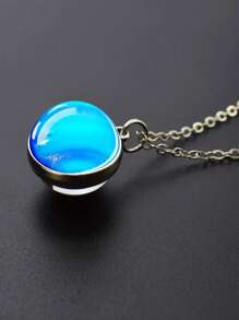 1pc Solar Universe Galaxy Pendant Necklace, Glass Ball Pendant Necklace, Fashion Jewelry Accessories Men's Gift