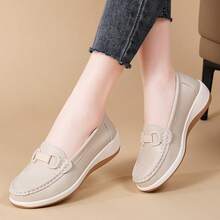 女士休闲增高坡跟乐福鞋 - 轻便百搭一脚蹬鞋，TPR 鞋底，合成鞋面和鞋垫，系带设计，黑色，四季舒适，休闲鞋履 | 休闲风格 | 耐用鞋履