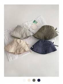 女士格子带渔夫帽,卷边防晒时尚夏季轻便透气百搭渔夫帽 - 多色 - 查看 3