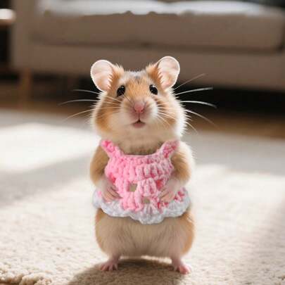 1件可爱仓鼠上衣针织连衣裙柔软小动物衣服透气连衣裙派对宠物背心豚鼠户外拍照服装美容装扮配饰