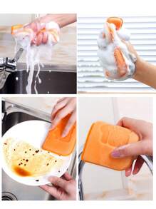 2/5pcs Magic Dishwashing Sponges - Thick, Double-Sided, Non-Stick Oil Kitchen Scrubbers With Rich Foam & Super Absorbency For Quick Cleaning - For Kitchen Cleaning - Suitable For Everyday Use - Great Gift For Housewarming & New Home