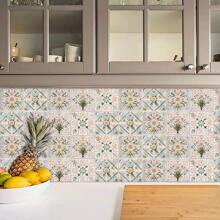 10 pièces Papier peint autocollant floral, Stickers muraux en PVC pour cuisine, Décoration murale à domicile pour chambre à coucher, salon, salle de bain, Accessoires de cuisine DIY, Articles de cuisine, Décoration de cuisine, Papier peint mural, Décoration murale
