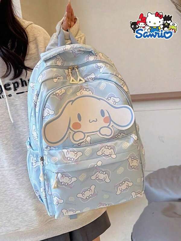 Sanrio 1 pieza Mochila de viaje de gran capacidad con diseños de Sanrio Hello Kitty, My Melody, Cinnamoroll, moda multifuncional y casual de material de nailon, adecuada para uso diario, viajes, escuela, actividades al aire libre, bolsa de regalo ideal para accesorios y útiles escolares