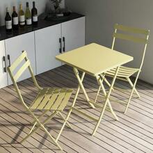 3 Piece Patio Bistro Set Of Foldable Square Table And Chairs, Yellow - 1 - View 8