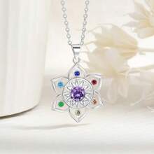 Collana con pendente floreale in zirconia cubica regolabile e colorato, per un uso quotidiano, ipoallergenica, articolo di moda, idea regalo per il compleanno delle donne