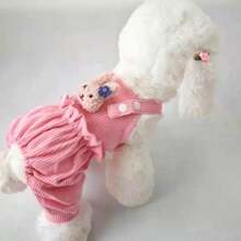 Spring/Autumn Cute Casual Pet Dog/Cat Lantern Suspender Pants, Suitable For Small Dogs Like Teddy, Pomeranian, Poodle - Pink - View 9
