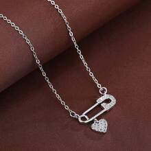 1 件时尚心形胸针设计方晶锆石项链女士 - 彩色 - 查看 18