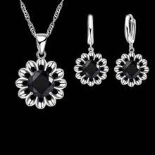 Nuevo conjunto de joyería de boda a la moda para mujer, collar con colgante de cristal de Color Plata de Ley 925 de alta calidad, pendiente de aro, gran promoción - Verde - Ver 18