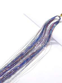 12pcs/Set Metallic Hair Tinsel Extensions, Suitable For Girls 7600 Strands Holographic Metallic Hair Tinsel, Heat Resistant, Colorful Hair Sparkle For Party/Festival (12 Colors) - Multicolor - View 11