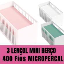 KIT 3 MICROPERCALE SHEETS, 400 THREAD COUNT, MINI CRIB - 白色 - 查看 1