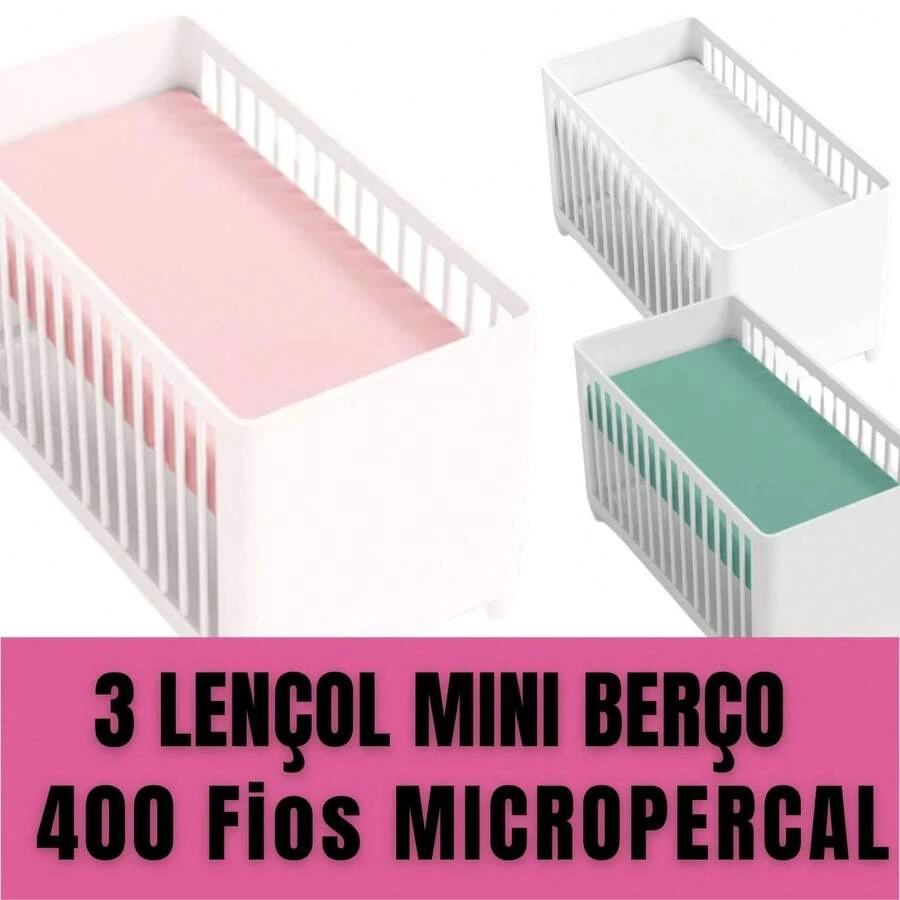 KIT 3 MICROPERCALE SHEETS, 400 THREAD COUNT, MINI CRIB - 白色 - 查看 1