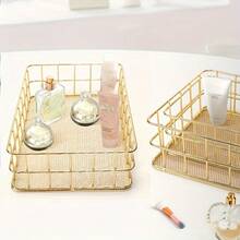 1 pieza Caja de almacenamiento de maquillaje Cesta de almacenamiento de hierro - Organizador de escritorio rectangular para frutas y talla grande, Artículos esenciales de organización del hogar Decoración de Halloween - Multicolor - Ver 4