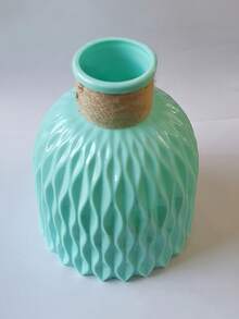 1个北欧风波浪形塑料花瓶，菠萝图案陶瓷花盆，新款中式客厅家居装饰，简约鲜花盆栽配麻绳装饰 - 彩色 - 查看 8