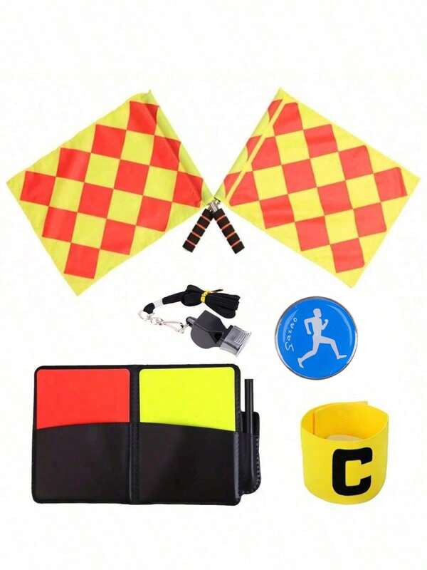 1 Set Referee Accessories Kit, Including Red/Yellow Cards, Whistle, Captain Armband, Referee Penalty Cards For Recording, Training Tool For Football, Volleyball, American Football, Baseball, Referee Cards, Suitable For All Level Matches And Trainings