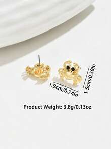 1 Pair Creative Cute Crab Design Gold Color Drop Earrings For Women, Summer Beach Style Gift Idea For Friends - Gold - View 4