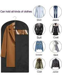 1pc Garment Dust Cover Bag, Hanging Suit Bag, Fully Enclosed, Dust Proof Clothes Protector, Waterproof Garment Bag For Coats, Dresses, Closet Organizer For Home, Office, Travel, Gifts For Women And Men