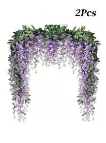 2 pièces Fleurs artificielles de glycine blanches de 10 branches, guirlande de fleurs de glycine en soie pour arche de mariage, fête, jardin, maison, décoration, cadeau de Pâques, décoration de mariage, décoration de chambre esthétique