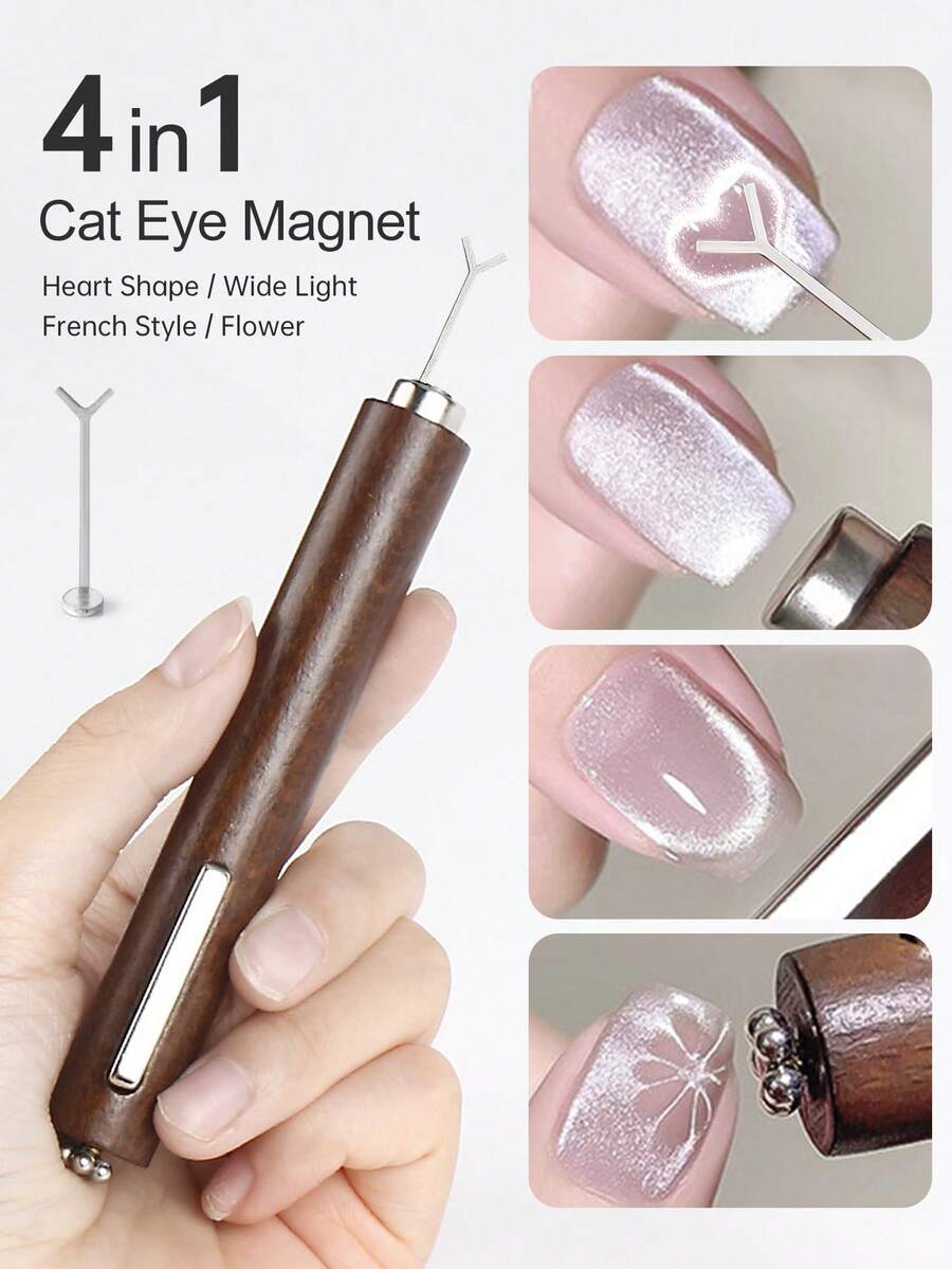 Beautizon Nailartlab 1个/2个/4个装 4合1强力猫眼凝胶美甲磁铁，多功能UV凝胶抛光花朵、小猫、小熊、兔子美甲猫眼沙龙工具磁性棒，适用于家庭DIY，美甲用品，美甲工具，美甲艺术工具，返校季，美甲，美甲工具，美甲贴片工具，修甲修脚工具