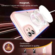 1 个粉色二合一全保护壳，带前屏保护膜，TPU 软边 + PC 硬背板，磁力环，无线充电，兼容 Apple 16/15/14/13/12/11 Pro Max/Plus/SE2/SE3/7/8、Galaxy S25Ultra/S25Plus/S25/S24Ultra/S24Plus/S24/S23Ultra、Redmi 12/13C/12C/Note 12 Pro/NOTE14PRO+/NOTE13PRO/NOTE13PRO+/POCO M6PRO/OCOX6 5G 防水防震防摔防刮 - 粉色 - 查看 5