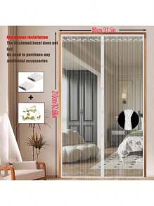 Cortina de puerta de malla magnética con rayas blancas minimalista - Perfecta para el verano, adecuada para loft, cocina, sala de estar y talla grande escenarios. Instalación sin dejar rastro, diseño de retorno automático para una apertura y cierre fáciles. Malla transpirable para ventilación y anti-mosquitos, adecuada para dormitorios, cocinas, balcones y familias con mascotas.