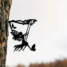 1pc, Whimsical Metal Fairy Silhouette Art - Elegant Shadow Decoration For Garden, Yard, And Lawn - Hollow Out Shape, Outdoor Decorative Statue Stake For Patio, Floor Ornament, And Landscape Enhancement