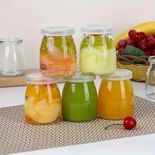 10pcs 4oz/100ml Glass Jars With PE Lids, Transparent Yogurt Jars, Glass Pudding Containers, Ideal For Jam, Honey, Wedding Supplies, Shower Favors - Multicolor - View 4