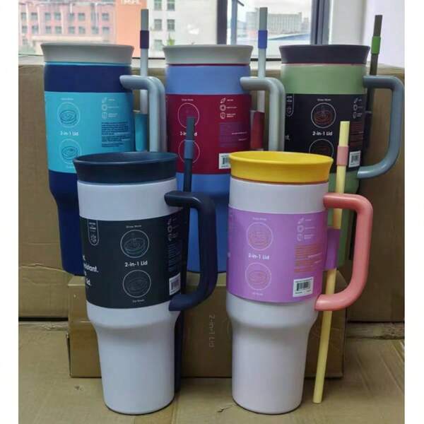 40 Oz Insulated Stainless Steel Sports Water Bottle With Straw For Sports, Travel, And School, 40 Ounce Large Capacity Metal Vacuum Insulated Reusable Coffee Car Mug, 40oz Portable Water Cup, Keeps Drinks Hot/Cold For Hours, Sweat-Proof, Durable, 40oz Sport Water Bottle For Outdoor Activities Camping, Driving, Birthday Gift, Christmas Gift For Men And Women Fitness Lovers