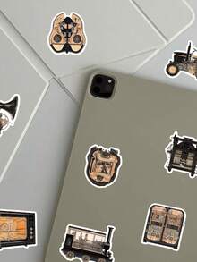 SCXXBSW 50pcs Retro Mechanical Sectional Cartoon Graffiti Stickers Decorative Handbooks Water Cups Notebook Luggage Waterproof Stickers - Multicolor - View 8