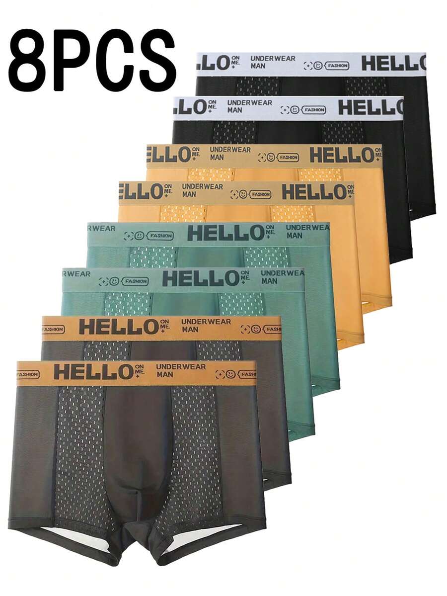 8 chiếc quần lót nam bằng vải lưới lụa lạnh, thoáng khí, mát mẻ mùa hè, kiểu boxer. - Nhiều màu - Xem 1