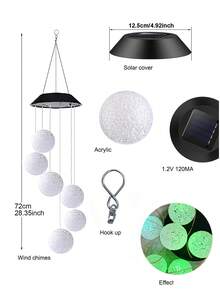 Solar Color Changing Wind Chimes With RGB Rose Ball - Outdoor Garden Decoration, Suitable For Garden, Courtyard, Villa, Park Landscape Light Hanging Lamp Gift For Mon - Color - View 7