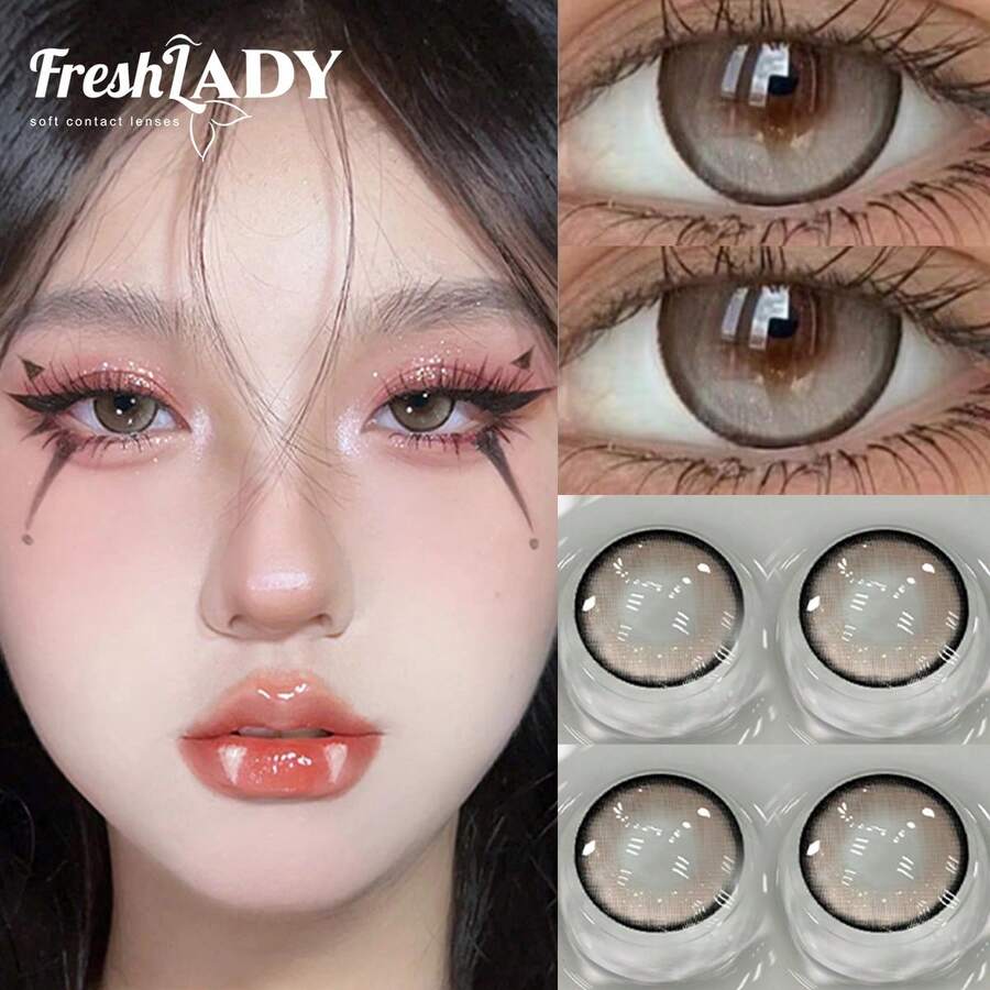 FRESH LADY Freshlady Subtle Color Lenses For School Pupilentes Frozen Pear Colored Contact Lenses 1 Year Disposable Halloween Costume Cosplay - Grey - View 1