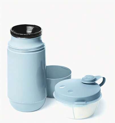 Garrafa térmica 250ml+Pote Dosador Rosa Azul Branca Atóxico Garrafa de Agua Kit garrafa térmica