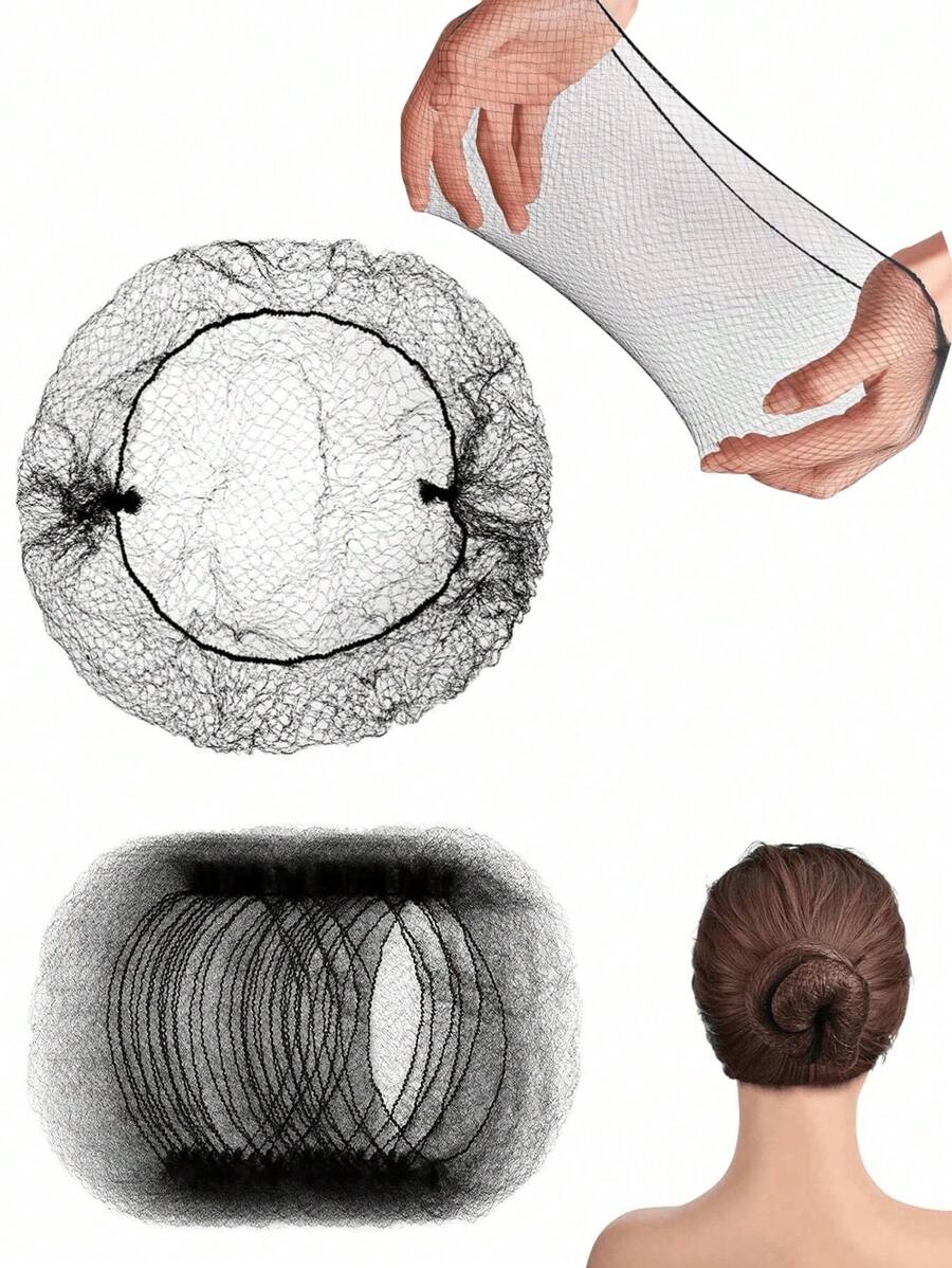 Hair Net Black 24 Inches, Hair Nets Elasticity Invisible Elastic Mesh For Food Service, Ballet Bun, Sleeping, Women And Wig