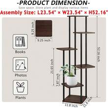 Plant Stand 5 Tier Indoor Metal Flower Shelf For Multiple Plants Corner Tall Flower Holders For Patio Garden Living Room Balcony Bedroom, Black (5 Tier-Black) - 6層-黑色+黑橡木 - 查看 4