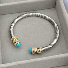 1 pezzo Braccialetto a fascia in acciaio inossidabile bicolore oro e argento, design regolabile unisex adatto a uomini e donne, stile punk goth, il miglior regalo per le vacanze e gioielli