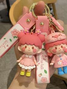 1pc Cute Cherry Blossom Girl Keychain, Fashion Pendant Accessory Ornament For Backpacks, Cars, Sweet Gift Car Accessories Bag Charm