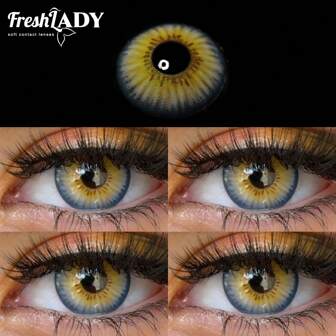 FRESH LADY Freshlady Regard de maquillage étudiant Pupilentes Californie Vert 14,20 mm Lentilles de contact colorées jetables pour 1 an d'utilisation quotidienne