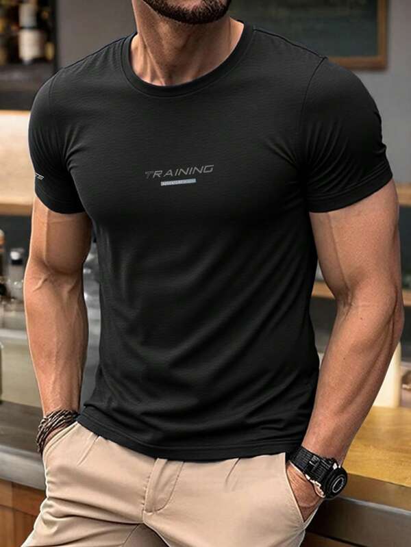 1-Piece Men's Fitness Short-Sleeve T-Shirt | Lightweight And Comfortable Athletic Wear | Cool, Stretchy, And Breathable Running Top | Athletic Top Suitable For Running And Training | Quick-Drying, Sweat-Wicking, And Lightweight | Athletic Wear For Running And Fitness