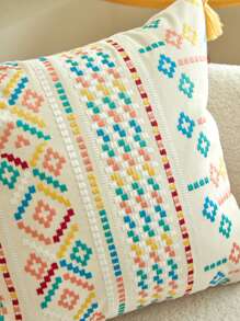 1 buc. Față de pernă decorativă cu broderie geometrică marocană boemă, pentru sufragerie, dormitor, petrecere, toate anotimpurile