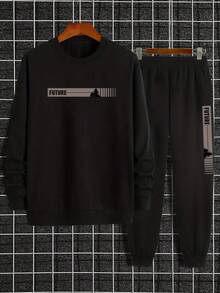 Men Hoodie Co-Ords - Black - View 3