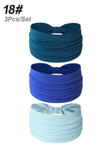 3 pezzi Fasce elastiche extra larghe a torsione di colore unito per donna, accessori per capelli alla moda e alla moda per l'autunno e l'inverno, adatti per vacanze, outfit eleganti, sciarpe, bandane e fasce per capelli morbide per donna, estivo, vacanza, viaggio - Multicolore - Visualizzare 19