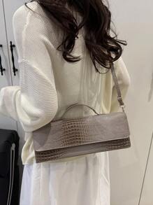 Nova bolsa de ombro feminina luxuosa e versátil com estampa de crocodilo