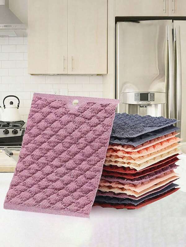 2pcs (Random Color) Bubble Dishcloths Non-Stick Oil Kitchen Cleaning Slouchy Supplies Thick Absorbent Dish Scrub Pad 15*12cm