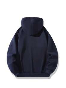 Conjunto de sudadera con capucha para hombre Boston Est 1997, chándal deportivo de poliéster con bolsillos, sudadera con capucha informal de punto holgado de otoño/invierno con estampado y pantalones de chándal, conjunto de salón de punto holgado de manga larga - Azul Marino - Ver 3