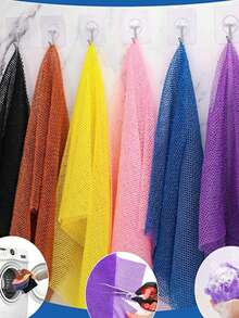 3pcs African Net Nylon Loofah Mesh Exfoliating Scrub Bath Towel, Nylon Body Scrubber For Men & Women Back To School - Multicolor - View 17