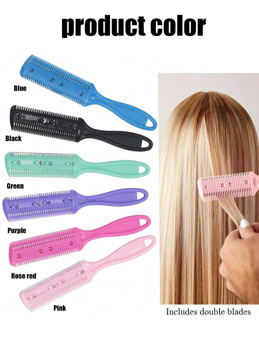 6 种颜色可选理发梳、塑形剃须刀（带梳子）、发梳、发刷/发梳（适合所有发质）、空气剪发梳套装（带剃须刀）、双刃剃须刀打薄梳（适合细发）、返校、旅行度假必需品、女士发饰