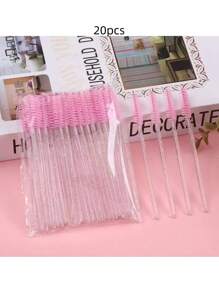 10/20/50/100/200pcs Disposable Flexible Crystal Clear Solid Eyelash Brushes, Easy Lash Extension Makeup Tool, Dual Use For Lashes & Brows, Portable For Women, Suitable As Holiday Gift