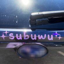 1 Pc Subuwu With Sparkly Stars Vinyl JDM Car Decal, Cute Subie Window Bumper Sticker For Subaru Series - one-size - View 3