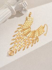 1pc Middle East Vintage Seed Coin Pendant Women Finger Hand Chain, Versatile Daily Accessory, Holiday Gift - Gold - View 8