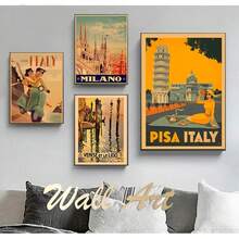 1 buc cadru opțional panza pictură vintage perete imagini decorare casă cadou călătorie în Italia Milano Veneția - Multicolor - Vizualizare 2